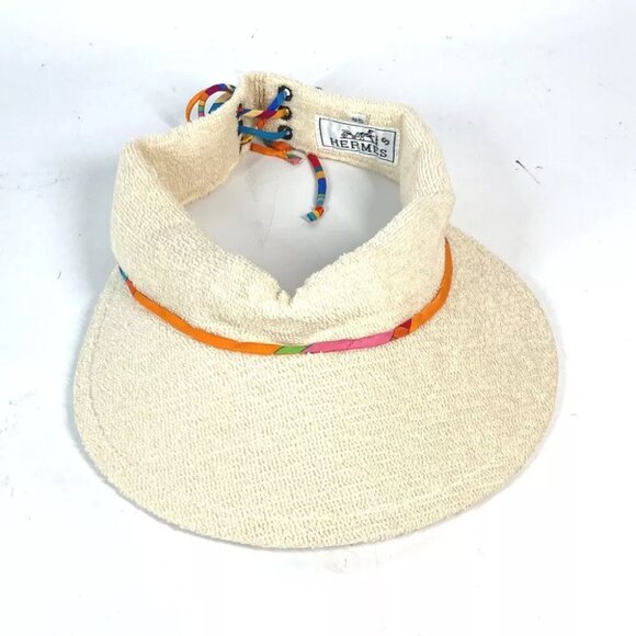HERMES pile hat Sun visor cotton IvoryBased/Multicolore - Picture 4 of 11